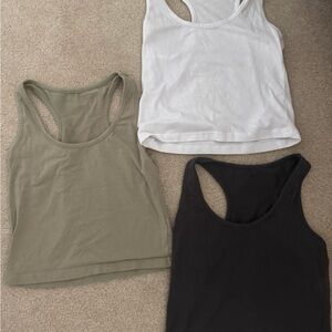 Women's Racerback Tank Top Set - White, Olive, and Black